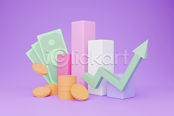 상승 사람없음 3D JPG 포토 해외이미지 그래프 금융 돈 동전탑 무료이미지 지폐 해외202310 해외포토 화살표