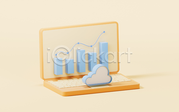 분석 사람없음 3D JPG 해외이미지 곡선 구름(자연) 그래프 노란색 노트북 디지털 비즈니스 해외202310