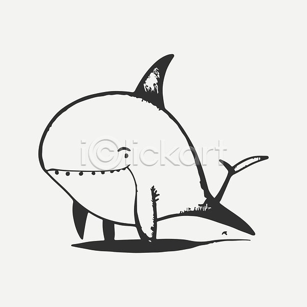 사람없음 EPS 일러스트 해외이미지 검은색 상어 선 심볼 심플 야생동물 해외202310