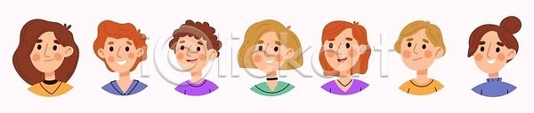 행복 남자 동양인 백인 사람 소년 어린이 여자 EPS 일러스트 해외이미지 검은색 고립 그래픽 그룹 디자인 만화 머리 벡터 사용자 세트 수집 아바타 안경 얼굴 일러캐릭터 캐릭터 플랫 학교 학생 해외202310 해외일러스트 흰색