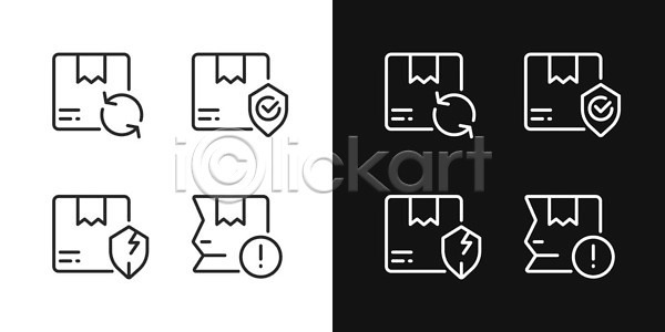 불안 EPS 일러스트 해외이미지 UI 검은색 경영 그림 미술 벡터 보안 보험 빛 상업 상자 서비스 선 세트 소매 손상 수집 실패 심볼 심플 얇은 어둠 웹 윤곽 이슈 취급주의 클립아트 패키지 팩 편집 플랫 픽토그램 해외202310 해외일러스트 흰색