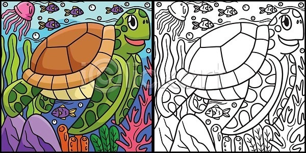 어린이 EPS 일러스트 해외이미지 거북이 걸음마 그래픽 그림 껍질 낙서 동물 동물원 디자인 만화 물 미술 바다 백그라운드 벡터 색칠공부 선 손그림 수중 야생동물 윤곽 컬러 컬러풀 클립 클립아트 파충류 페이지 해외202310 해외일러스트
