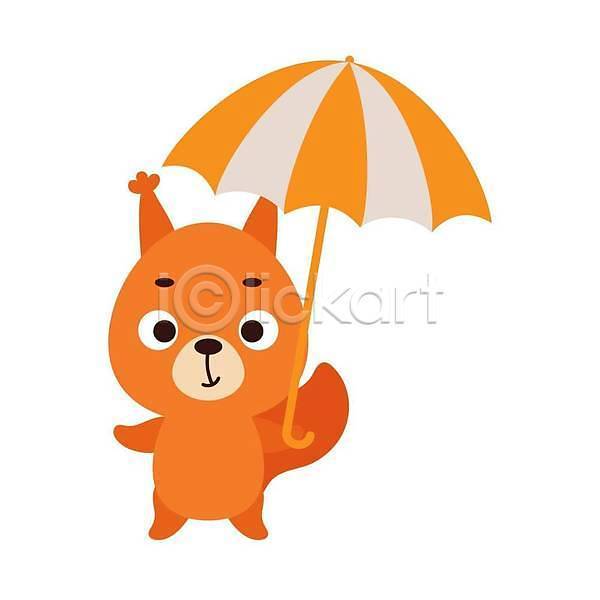 행복 사람없음 EPS 일러스트 해외이미지 다람쥐 동물캐릭터 심플 우산 해외202310
