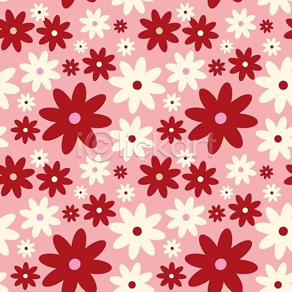 빈티지 사람없음 EPS 일러스트 해외이미지 꽃무늬 복고 분홍색 빨간색 패턴 해외202310