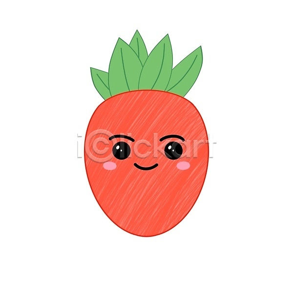 귀여움 사람없음 EPS 포토 해외이미지 과일캐릭터 딸기 딸기캐릭터 미소(표정)