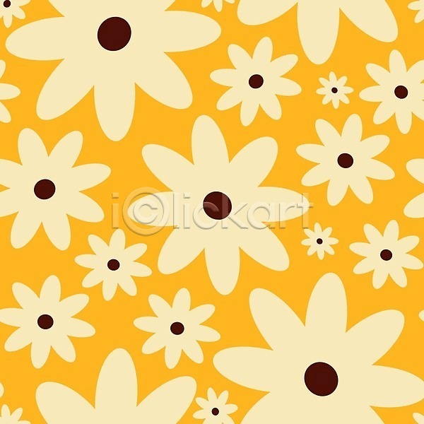 빈티지 사람없음 EPS 일러스트 해외이미지 꽃무늬 노란색 복고 패턴 해외202310