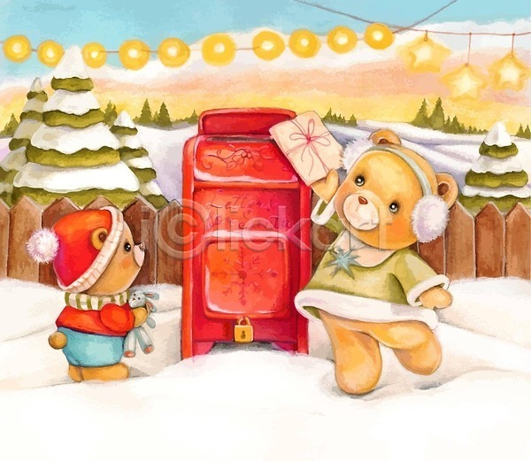축하 행복 어린이 EPS 일러스트 해외이미지 겨울 곰인형 백그라운드 뷰티 빨간색 상자 선물 연도 장난감 장식 주택 크리스마스 클라우스 편지 해외202310 휴가