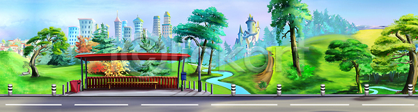 사람없음 JPG 일러스트 포토 해외이미지 개울 고속도로 그림 나무 도로 도시 디자인 만화 백그라운드 수평선 스케치 시골 야외 언덕 여행 자연 초록색 해외202310