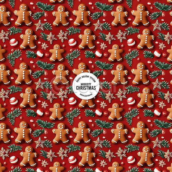 사람없음 PSD 편집이미지 눈송이 백그라운드 빨간색 솔잎 오너먼트 진저맨 진저쿠키 크리스마스 패턴