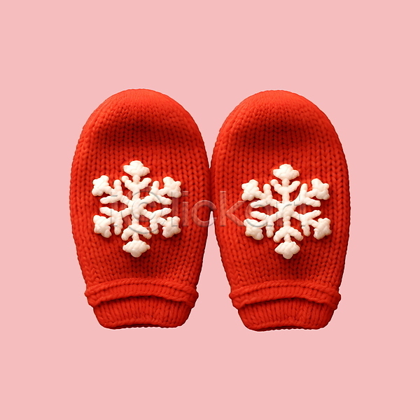 사람없음 3D 3D아이콘 PSD 디지털합성 아이콘 겨울 눈송이 뜨개질 빨간색 크리스마스 털장갑
