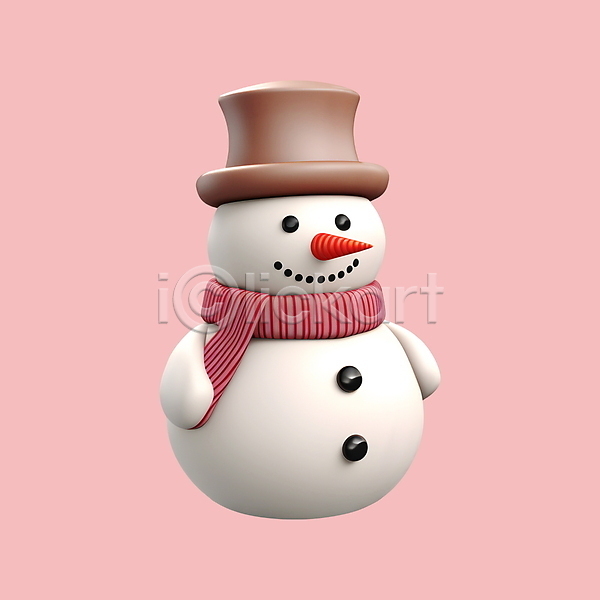 사람없음 3D 3D아이콘 PSD 디지털합성 아이콘 겨울 눈사람 단추 모자(잡화) 목도리 크리스마스 흰색