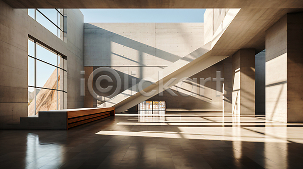 사람없음 JPG 디지털합성 편집이미지 건축 공간 디자인 모던 미술관 박물관 백그라운드 비어있는 인테리어 전시회 창문 햇빛