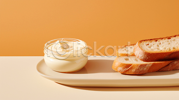 사람없음 JPG 디지털합성 편집이미지 노란배경 디저트 빵 음식 일렬 접시 카이막 크림치즈 터키음식