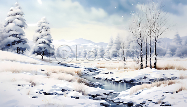 사람없음 JPG 편집이미지 나무 눈(날씨) 눈덮임 설경 시골 자연 풍경(경치) 하늘 흰색