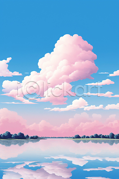 사람없음 JPG 편집이미지 구름(자연) 반사 백그라운드 분홍색 자연 풍경(경치) 하늘 하늘색 호수
