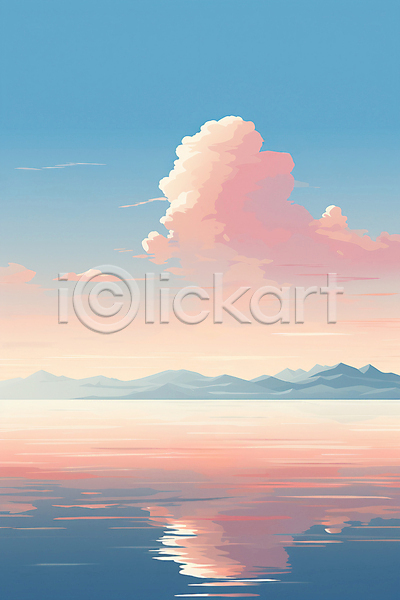 사람없음 JPG 편집이미지 구름(자연) 반사 백그라운드 분홍색 산 자연 풍경(경치) 하늘 하늘색 호수