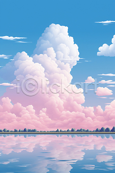 사람없음 JPG 편집이미지 구름(자연) 반사 백그라운드 분홍색 자연 풍경(경치) 하늘 하늘색 호수