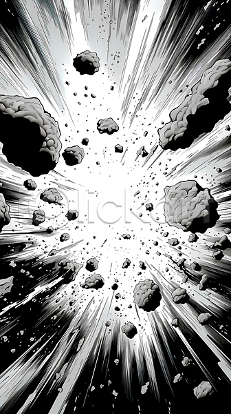 사람없음 JPG 디지털합성 일러스트 흑백 백그라운드 번짐 잉크 카툰스타일 코믹 폭발 효과
