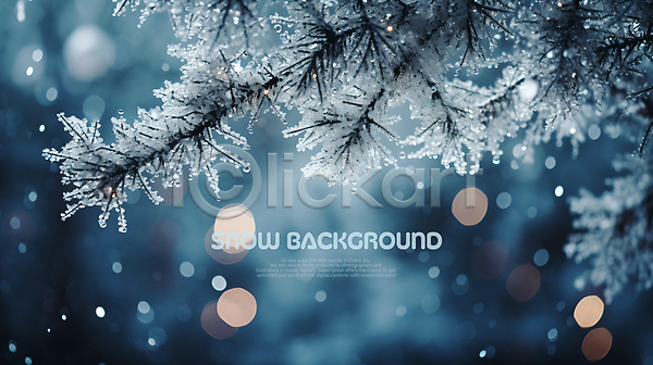 사람없음 PSD 편집이미지 겨울 눈(날씨) 백그라운드 보케 빛망울 소나무 얼음 파란색