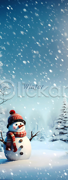 사람없음 PSD 편집이미지 겨울 겨울배경 나무 눈내림 눈덮임 눈사람 백그라운드 설원 스노우맨 파란색 흰색