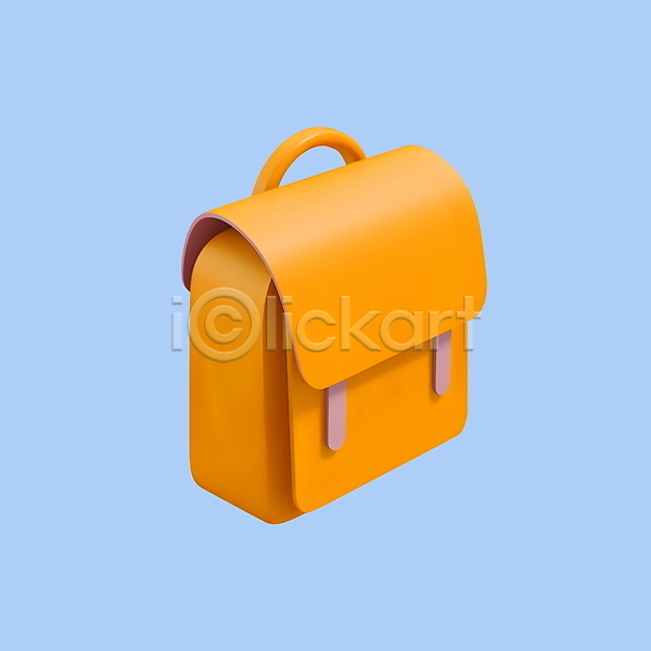 사람없음 3D 3D아이콘 PSD 아이콘 교육 노란색 책가방