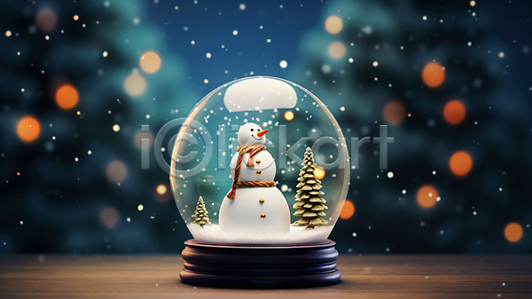 사람없음 JPG 편집이미지 겨울 나무 눈(날씨) 눈사람 보케 스노글로브 크리스마스