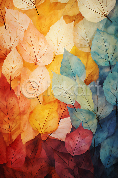 사람없음 JPG 편집이미지 가을(계절) 나뭇잎 단풍 백그라운드 잎 주황색 파란색