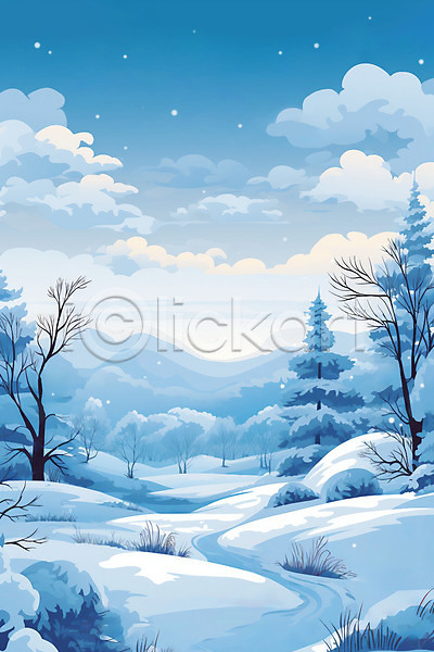 사람없음 JPG 일러스트 강 겨울 구름(자연) 나무 백그라운드 별 설원 숲 자연 파란색 풍경(경치) 하늘