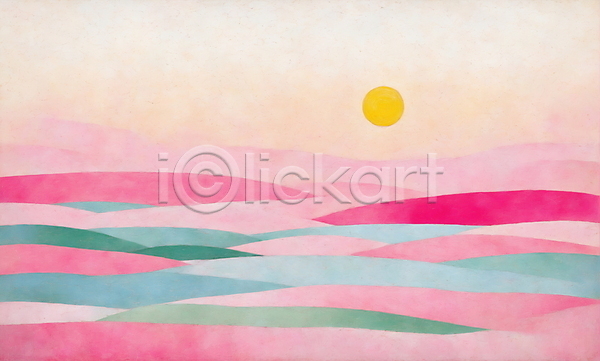 사람없음 JPG 일러스트 백그라운드 분홍색 산 일출 자연 초원(자연) 컬러풀 태양 하늘