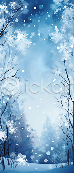 사람없음 JPG 일러스트 겨울 겨울풍경 길 나무 눈(날씨) 눈꽃 밤하늘 백그라운드 별 설원 파란색