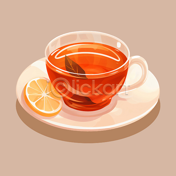 따뜻함 사람없음 PSD 일러스트 나뭇잎 다도 레몬 잔 차(음료) 찻잎 찻잔 컵받침 허브 홍차