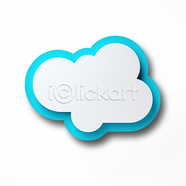 소통 사람없음 PSD 아이콘 일러스트 입체 구름모양 말풍선 심플 카피스페이스 테두리 파란색 프레임