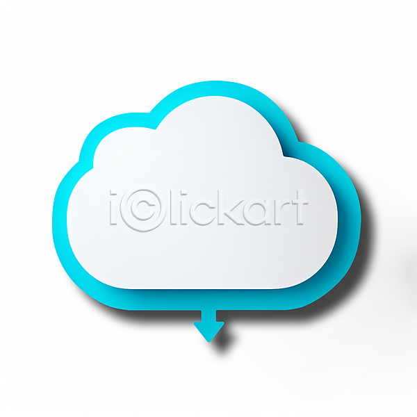 소통 사람없음 PSD 아이콘 일러스트 입체 구름모양 말풍선 심플 카피스페이스 테두리 파란색 프레임 화살표