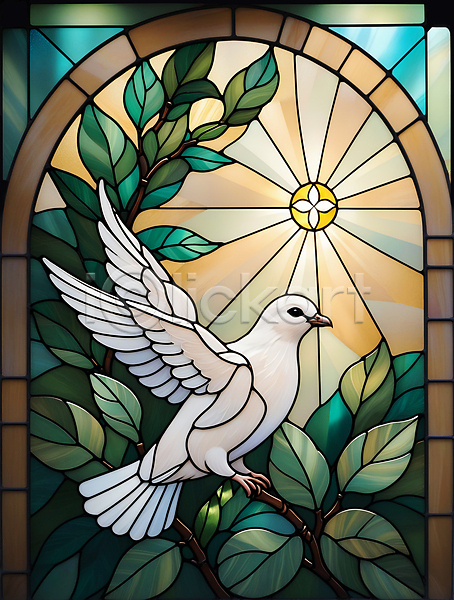 믿음 사람없음 JPG 일러스트 기독교 나뭇잎 비둘기 스테인드글라스 식물 신성 예술 올리브잎 창문