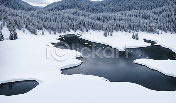 추위 사람없음 JPG 편집이미지 겨울 구름(자연) 나무 눈(날씨) 눈덮임 설원 풍경(경치) 호수
