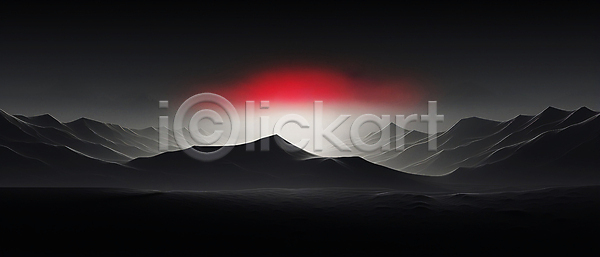 사람없음 JPG 편집이미지 검은색 백그라운드 빛 빨간색 산 산등성이 안개 야간 어둠 풍경(경치)