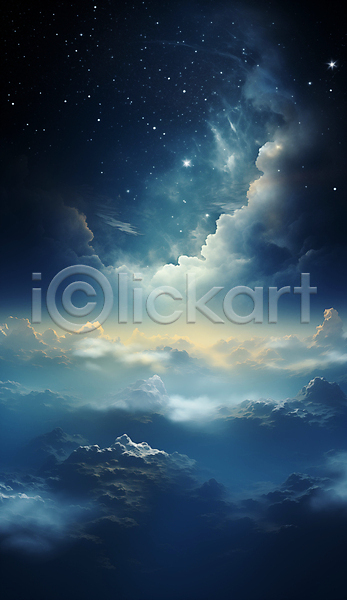 신비 사람없음 JPG 디지털합성 편집이미지 구름(자연) 백그라운드 별 우주 파란색 판타지 하늘