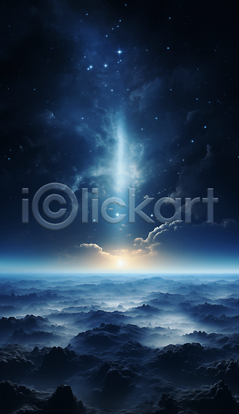 신비 사람없음 JPG 디지털합성 편집이미지 구름(자연) 백그라운드 별 우주 파란색 판타지 하늘