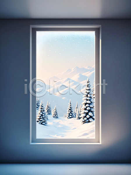 사람없음 JPG 디지털합성 편집이미지 겨울 나무 눈(날씨) 눈덮임 설원 실내 창문 편집소스 풍경(경치)