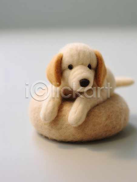 귀여움 사람없음 JPG 디지털합성 편집이미지 강아지 공예 모형 베이지색 양모 인형 펠트