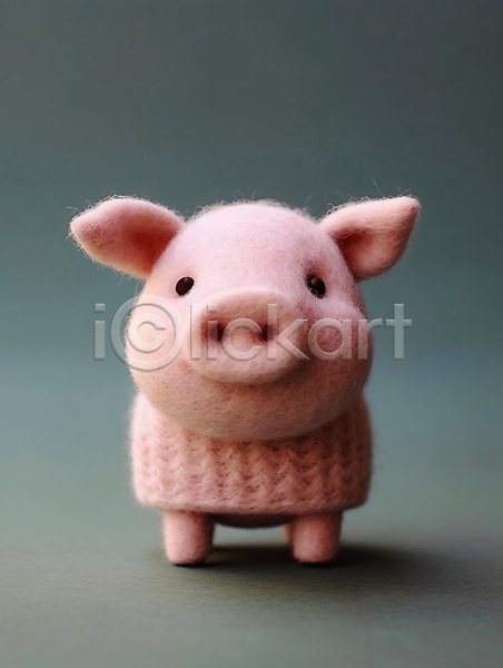 귀여움 사람없음 JPG 디지털합성 편집이미지 공예 돼지 모형 분홍색 양모 인형 펠트