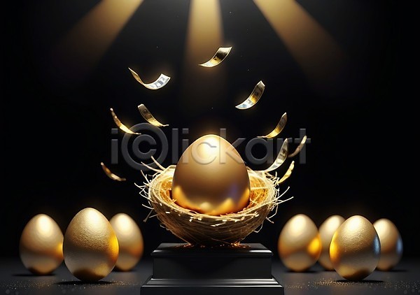 행운 사람없음 JPG 편집이미지 계란 금색 당첨 둥지 빛 이벤트 지폐 황금 황금알 흩날리기