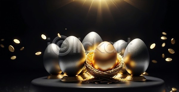 행운 사람없음 JPG 편집이미지 계란 금색 당첨 동전 둥지 빛 이벤트 황금 황금알
