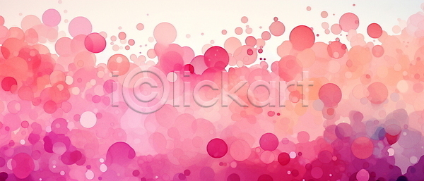 사람없음 JPG 일러스트 백그라운드 분홍색 수채화(물감) 원형 추상