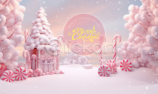 사람없음 PSD 편집이미지 눈(날씨) 눈덮임 분홍색 사탕 상점 스페셜 이벤트 지팡이사탕 크리스마스