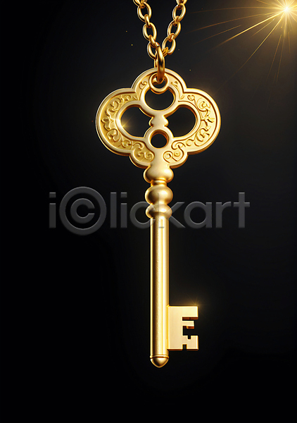 행운 사람없음 JPG 편집이미지 금색 목걸이 열쇠 오브젝트 이벤트 황금 황금열쇠