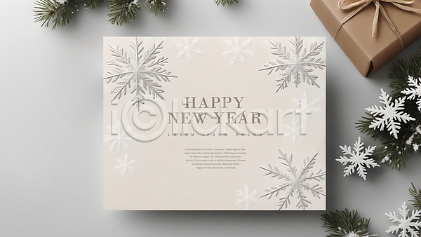 축하 사람없음 PSD 디지털합성 편집이미지 겨울 눈꽃 새해 연하장 카드(감사) 편집소스 해피뉴이어