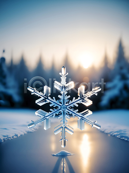 차가움 사람없음 JPG 디지털합성 편집이미지 겨울 눈(날씨) 눈꽃 눈송이 문양 블러효과 파란색 편집소스 햇빛