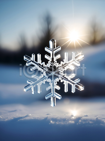 차가움 사람없음 JPG 디지털합성 편집이미지 겨울 눈(날씨) 눈꽃 눈송이 문양 블러효과 파란색 편집소스 햇빛