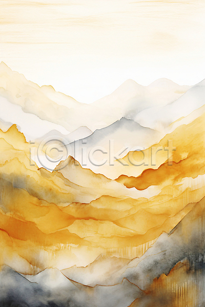 사람없음 JPG 편집이미지 골짜기 노란색 백그라운드 번짐 산 산등성이 수채화(물감) 자연 추상 포스터 풍경(경치) 하늘